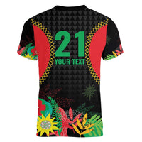 Custom Caribbean Cricket St Kitts and Nevis Women V-Neck T-Shirt Two Islands One Fire Patriots Crown 2025 - Black - Wonder Print Shop