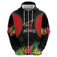 Custom Caribbean Cricket St Kitts and Nevis Zip Hoodie Two Islands One Fire Patriots Crown 2025 - Black - Wonder Print Shop