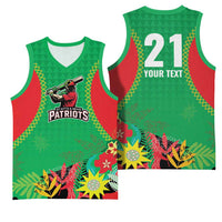 Custom Caribbean Cricket St Kitts and Nevis Basketball Jersey Two Islands One Fire Patriots Crown 2025 - Green - Wonder Print Shop