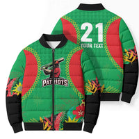 Custom Caribbean Cricket St Kitts and Nevis Bomber Puffer Jacket Two Islands One Fire Patriots Crown 2025 - Green - Wonder Print Shop