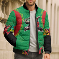 Custom Caribbean Cricket St Kitts and Nevis Bomber Puffer Jacket Two Islands One Fire Patriots Crown 2025 - Green - Wonder Print Shop