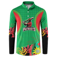Custom Caribbean Cricket St Kitts and Nevis Button Sweatshirt Two Islands One Fire Patriots Crown 2025 - Green - Wonder Print Shop