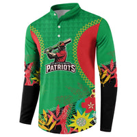 Custom Caribbean Cricket St Kitts and Nevis Button Sweatshirt Two Islands One Fire Patriots Crown 2025 - Green - Wonder Print Shop