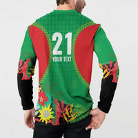 Custom Caribbean Cricket St Kitts and Nevis Button Sweatshirt Two Islands One Fire Patriots Crown 2025 - Green - Wonder Print Shop