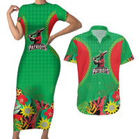 Custom Caribbean Cricket St Kitts and Nevis Couples Matching Short Sleeve Bodycon Dress and Hawaiian Shirt Two Islands One Fire Patriots Crown 2025 - Green - Wonder Print Shop