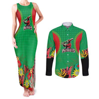 Custom Caribbean Cricket St Kitts and Nevis Couples Matching Tank Maxi Dress and Long Sleeve Button Shirt Two Islands One Fire Patriots Crown 2025 - Green - Wonder Print Shop