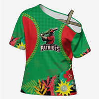 Custom Caribbean Cricket St Kitts and Nevis Cross Shoulder Shirt Two Islands One Fire Patriots Crown 2025 - Green - Wonder Print Shop