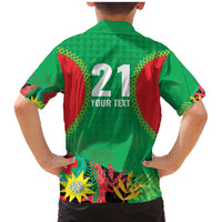 Custom Caribbean Cricket St Kitts and Nevis Family Matching Mermaid Dress and Hawaiian Shirt Two Islands One Fire Patriots Crown 2025 - Green - Wonder Print Shop