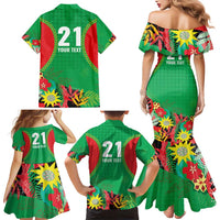 Custom Caribbean Cricket St Kitts and Nevis Family Matching Mermaid Dress and Hawaiian Shirt Two Islands One Fire Patriots Crown 2025 - Green - Wonder Print Shop