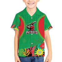 Custom Caribbean Cricket St Kitts and Nevis Family Matching Off The Shoulder Long Sleeve Dress and Hawaiian Shirt Two Islands One Fire Patriots Crown 2025 - Green - Wonder Print Shop