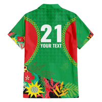 Custom Caribbean Cricket St Kitts and Nevis Family Matching Off Shoulder Short Dress and Hawaiian Shirt Two Islands One Fire Patriots Crown 2025 - Green - Wonder Print Shop