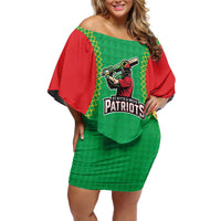 Custom Caribbean Cricket St Kitts and Nevis Family Matching Off Shoulder Short Dress and Hawaiian Shirt Two Islands One Fire Patriots Crown 2025 - Green - Wonder Print Shop