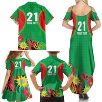 Custom Caribbean Cricket St Kitts and Nevis Family Matching Summer Maxi Dress and Hawaiian Shirt Two Islands One Fire Patriots Crown 2025 - Green - Wonder Print Shop