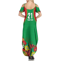 Custom Caribbean Cricket St Kitts and Nevis Family Matching Summer Maxi Dress and Hawaiian Shirt Two Islands One Fire Patriots Crown 2025 - Green - Wonder Print Shop