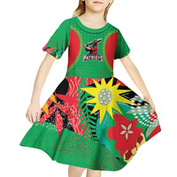 Custom Caribbean Cricket St Kitts and Nevis Kid Short Sleeve Dress Two Islands One Fire Patriots Crown 2025 - Green - Wonder Print Shop