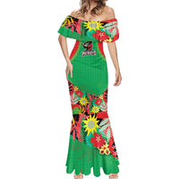 Custom Caribbean Cricket St Kitts and Nevis Mermaid Dress Two Islands One Fire Patriots Crown 2025 - Green - Wonder Print Shop