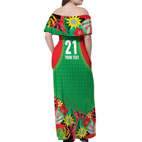 Custom Caribbean Cricket St Kitts and Nevis Off Shoulder Maxi Dress Two Islands One Fire Patriots Crown 2025 - Green - Wonder Print Shop