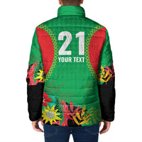 Custom Caribbean Cricket St Kitts and Nevis Padded Jacket Two Islands One Fire Patriots Crown 2025 - Green - Wonder Print Shop