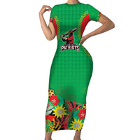 Custom Caribbean Cricket St Kitts and Nevis Short Sleeve Bodycon Dress Two Islands One Fire Patriots Crown 2025 - Green - Wonder Print Shop