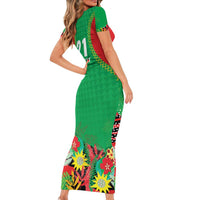 Custom Caribbean Cricket St Kitts and Nevis Short Sleeve Bodycon Dress Two Islands One Fire Patriots Crown 2025 - Green - Wonder Print Shop