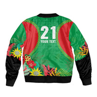 Custom Caribbean Cricket St Kitts and Nevis Sleeve Zip Bomber Jacket Two Islands One Fire Patriots Crown 2025 - Green - Wonder Print Shop