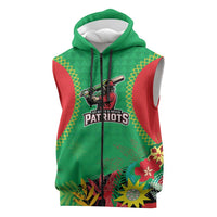 Custom Caribbean Cricket St Kitts and Nevis Sleeveless Zip Hoodie Two Islands One Fire Patriots Crown 2025 - Green - Wonder Print Shop