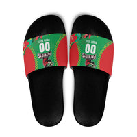 Custom Caribbean Cricket St Kitts and Nevis Slide Sandals Two Islands One Fire Patriots Crown 2025 - Green - Wonder Print Shop