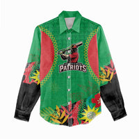 Custom Caribbean Cricket St Kitts and Nevis Women Casual Shirt Two Islands One Fire Patriots Crown 2025 - Green - Wonder Print Shop