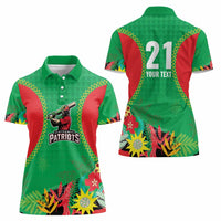 Custom Caribbean Cricket St Kitts and Nevis Women Polo Shirt Two Islands One Fire Patriots Crown 2025 - Green - Wonder Print Shop