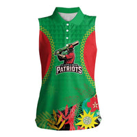 Custom Caribbean Cricket St Kitts and Nevis Women Sleeveless Polo Shirt Two Islands One Fire Patriots Crown 2025 - Green - Wonder Print Shop