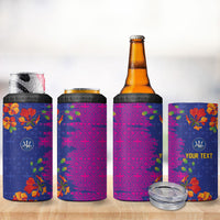Custom Women’s Cricket Barbados Floral Series 4 in 1 Can Cooler Tumbler Blue Pink Pride of Barbados