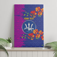 Custom Women’s Cricket Barbados Floral Series Canvas Wall Art Blue Pink Pride of Barbados