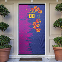 Custom Women’s Cricket Barbados Floral Series Door Cover Blue Pink Pride of Barbados