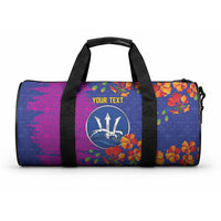 Custom Women’s Cricket Barbados Floral Series Duffle Bag Blue Pink Pride of Barbados