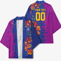 Custom Women’s Cricket Barbados Floral Series Kimono Blue Pink Pride of Barbados