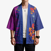 Custom Women’s Cricket Barbados Floral Series Kimono Blue Pink Pride of Barbados