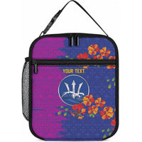 Custom Women’s Cricket Barbados Floral Series Lunch Bag Blue Pink Pride of Barbados