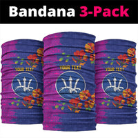 Custom Women’s Cricket Barbados Floral Series Neck Gaiter Blue Pink Pride of Barbados