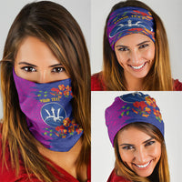 Custom Women’s Cricket Barbados Floral Series Neck Gaiter Blue Pink Pride of Barbados