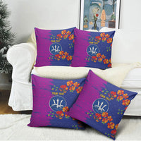 Custom Women’s Cricket Barbados Floral Series Pillow Cover Blue Pink Pride of Barbados