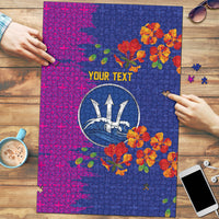 Custom Women’s Cricket Barbados Floral Series Puzzle Blue Pink Pride of Barbados