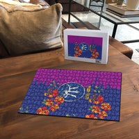 Custom Women’s Cricket Barbados Floral Series Puzzle Blue Pink Pride of Barbados