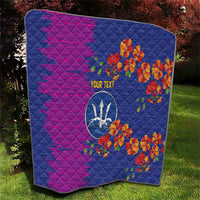 Custom Women’s Cricket Barbados Floral Series Quilt Blue Pink Pride of Barbados
