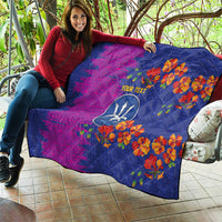 Custom Women’s Cricket Barbados Floral Series Quilt Blue Pink Pride of Barbados
