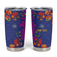 Custom Women’s Cricket Barbados Floral Series Tumbler Cup Blue Pink Pride of Barbados