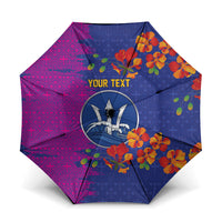Custom Women’s Cricket Barbados Floral Series Umbrella Blue Pink Pride of Barbados