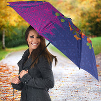 Custom Women’s Cricket Barbados Floral Series Umbrella Blue Pink Pride of Barbados
