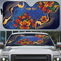 Custom Women’s Cricket Barbados Floral Series Auto Sun Shade Royal Blue Pride of Barbados