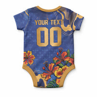 Custom Women’s Cricket Barbados Floral Series Baby Onesie Royal Blue Pride of Barbados