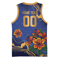 Custom Women’s Cricket Barbados Floral Series Basketball Jersey Royal Blue Pride of Barbados